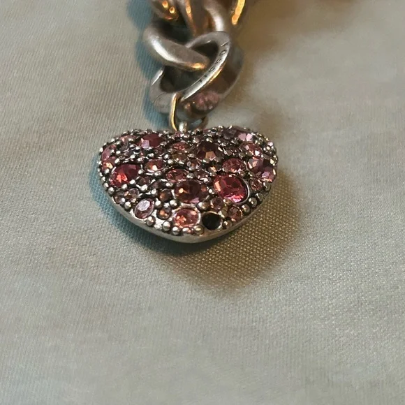 Fossil Silver Charm Bracelet with Pink and Purple Accents - Picture 7 of 12